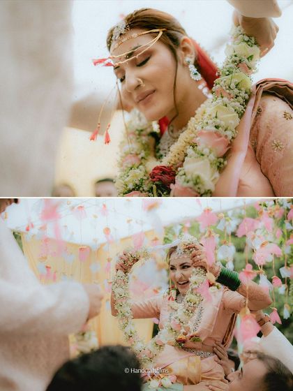 Candid moments from a beautiful wedding journey. These photos capture the genuine smiles and emotions of the couple during their ceremony.