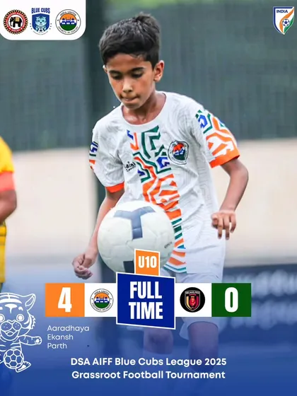 Full-time carnage! A statement 4-0 win for our U10 warriors against Delhi Elites, with goals from Parth, Ekansh, and Aaradhaya.