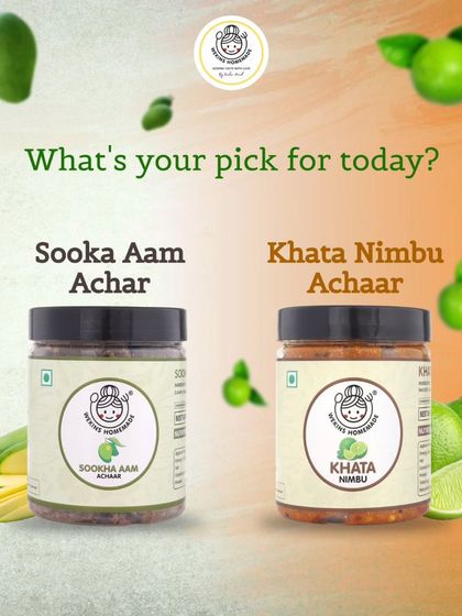 What's your pick for today? The dry and spicy Sooka Aam Achaar or the sweet and sour Khata Nimbu Achaar?