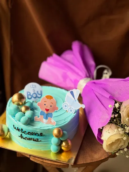 Another view of the "Welcome Home" baby boy gift set, perfect for celebrating a new arrival.