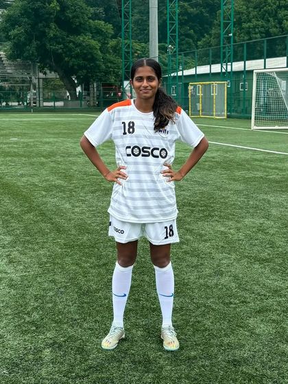 Coach Rochelle in her official Maharashtra team kit. This achievement is a testament to her hard work and the effectiveness of our long-term player development philosophy.