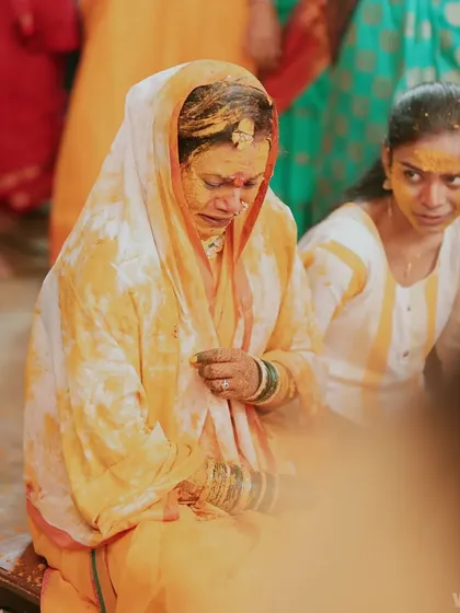 A poignant, tearful moment during the Haldi ceremony. I believe in capturing all emotions, as they are an essential part of the wedding story.
