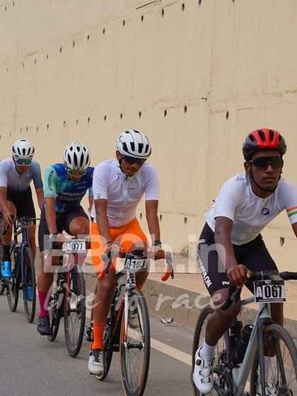 A paceline of amateur riders working together. Our amateur category is perfect for experienced cyclists who want to test their limits in a competitive setting.