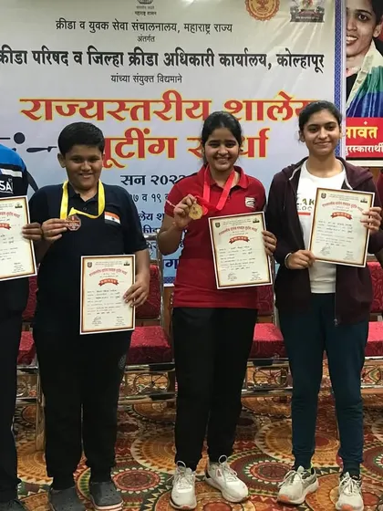 A group photo of our medal winners from the State Interschool Shooting Competition, showcasing the breadth of our young talent.