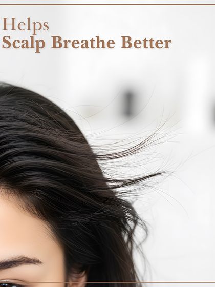 A healthy scalp can breathe better. This image visualizes the light, airy feeling of hair after a deep scalp cleansing ritual.