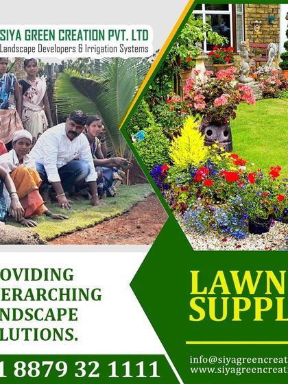 My team, 'majhi manas', at work. We provide complete landscape solutions, including lawn supply and installation, with experienced hands ensuring quality results.