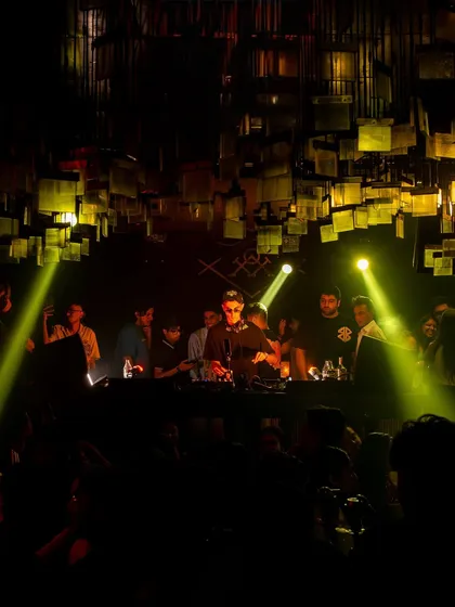Another angle from my set at M Bar, capturing the moody lighting and the focused energy of the night.