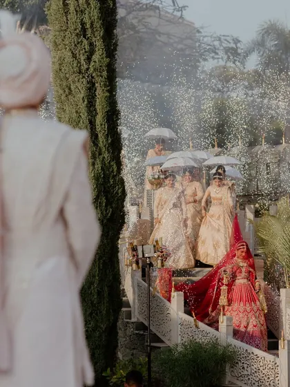 The moment the groom sees his bride for the first time is pure magic. I choreograph the bridal entry down a grand staircase, complete with special effects, to build anticipation for this emotional reveal.