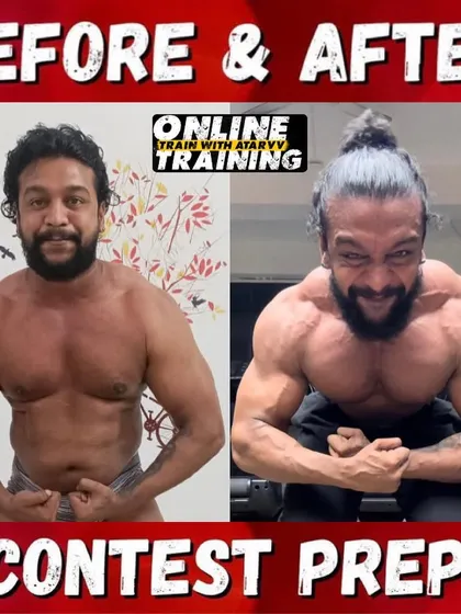 The full before and after of the 8-week contest prep. This client trusted the process and is on track to bring his all-time best physique to the stage.