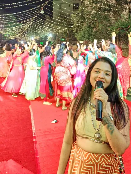 Hosting a Navratri night is all about channeling festive energy. Here I am on the red carpet, ready to lead a night of garba, dandiya, and non-stop celebration with a super energetic crowd.