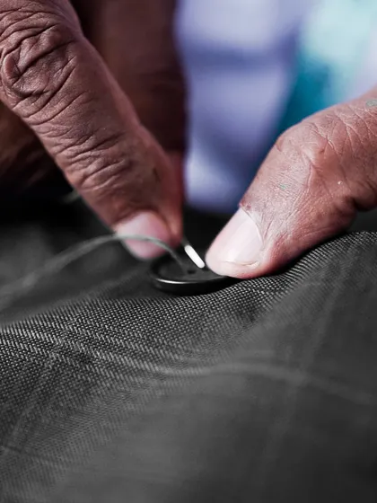 Our buttons are cross-stitched and hand-tacked for superior sturdiness and durability compared to machine finishing. This detail not only looks better but also provides increased flexibility.