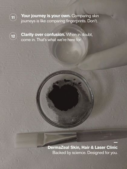 This image shows the tools of the trade for a Carbon Laser Peel. The carbon paste and brush are prepared for application, symbolizing my clinic's motto: "Backed by science. Designed for you."