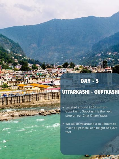 Char Dham Yatra Day 5: The journey continues with an 8 to 9-hour drive from Uttarkashi to Guptkashi, a key stop on the pilgrimage.