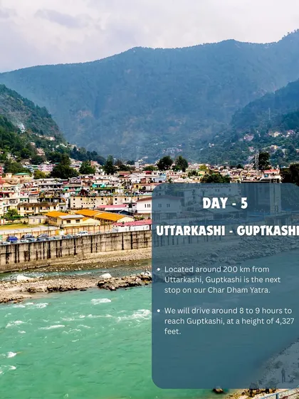 Day 5: The long drive from Uttarkashi to Guptkashi. This 8-9 hour journey is a transition day, taking you across the beautiful landscapes of Uttarakhand as you head towards the region of Kedarnath.