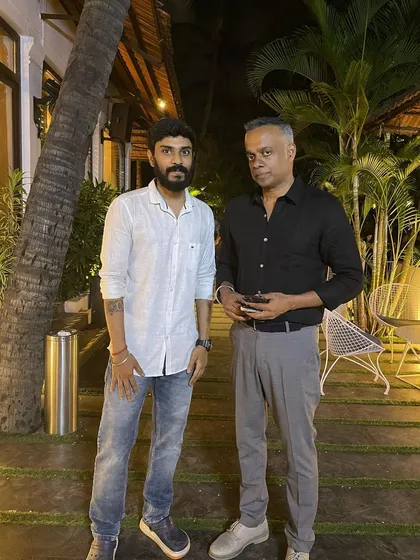It's always an honor to perform for and connect with people I admire. Here with the one and only Gautham Vasudev Menon sir. Moments like these are a huge part of my journey.