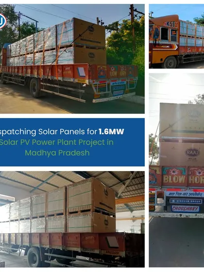 Our Ahmedabad-based manufacturing facility is equipped for high-volume supply. Here you can see a 1.6 MW solar PV power plant project being dispatched to Madhya Pradesh, showcasing our logistical strength and commitment to on-time delivery for large-scale orders.