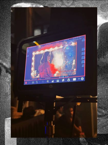 The view from the monitor on the set of the Mia by Tanishq shoot. Seeing the final frame come together with the lighting, set design, and the custom-styled outfit is the most rewarding part of my job.