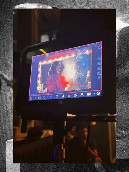 The view from the monitor on the set of the Mia by Tanishq shoot. Seeing the final frame come together with the lighting, set design, and the custom-styled outfit is the most rewarding part of my job.