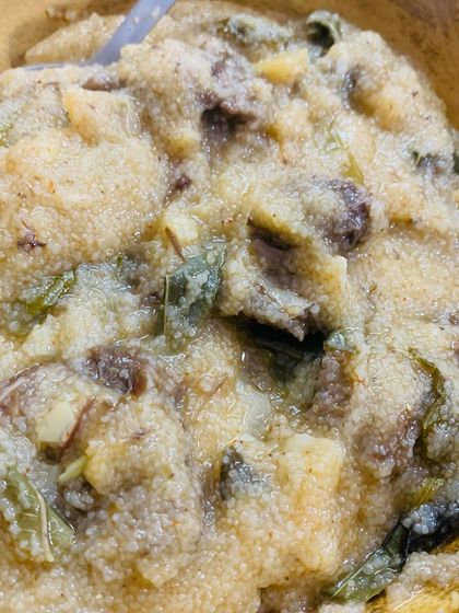 I made some Amsu, a type of Naga porridge, with leftover beef curry. It was so lovely and delicious.