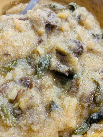 I made some Amsu, a type of Naga porridge, with leftover beef curry. It was so lovely and delicious.