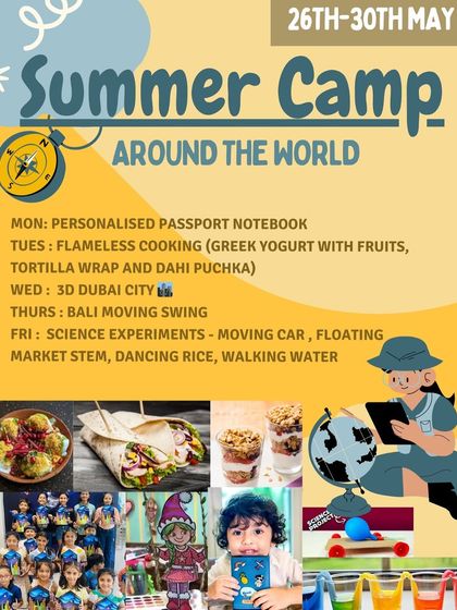 Our "Around the World" themed week is a journey of discovery. Kids explore different cultures through activities like making a 3D Dubai city, flameless cooking, and science experiments.