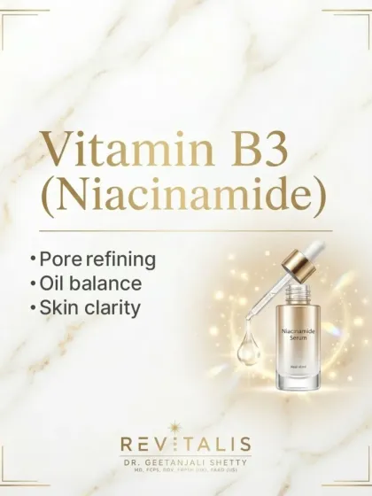 Vitamin B3 (Niacinamide) for Clarity. Niacinamide is a versatile ingredient that helps refine pores, balance oil production, and improve overall skin clarity.