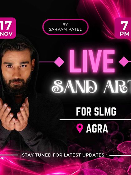 Poster for a live sand art show in Agra for the SLMG company.