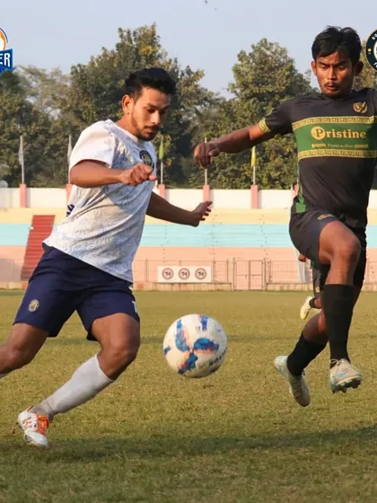 A player on the attack, running at the defense with speed and purpose.