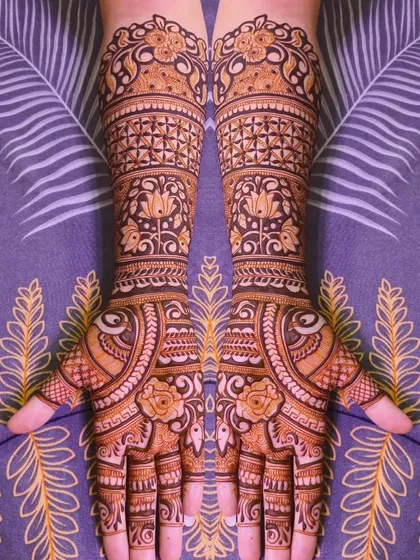 A beautiful design with lotus and other floral motifs.
