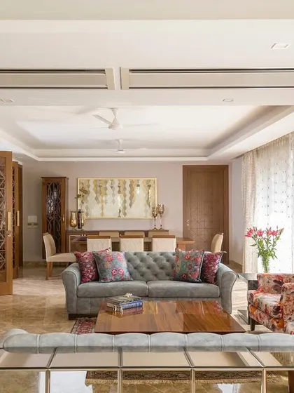 We believe in creating spaces that honor your story. In this New Delhi home, we blended contemporary comfort with heritage by designing custom jaali-inspired partitions, creating a living area that feels both modern and deeply rooted in Indian tradition.
