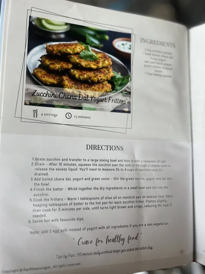 This Zucchini Chana Dal Yogurt Fritter recipe is straight from my book, "Curve and Crave". It's a quick, 15-minute meal that's light, crispy, and packed with flavor, perfect with a side of steamed vegetables.