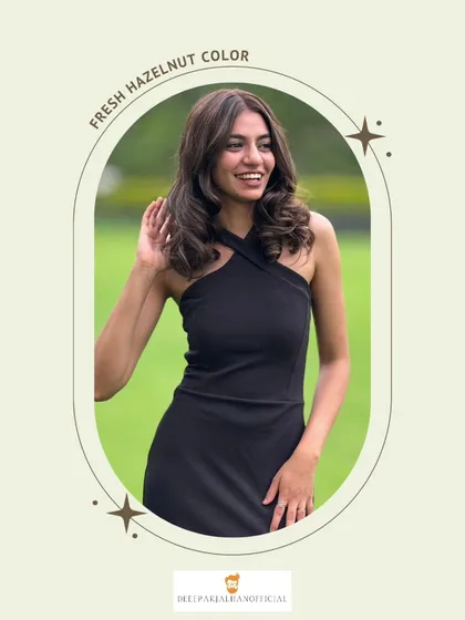 Serving fresh hazelnut realness. This rich hair color is soft, classy, and full of dimension, perfect for any season.