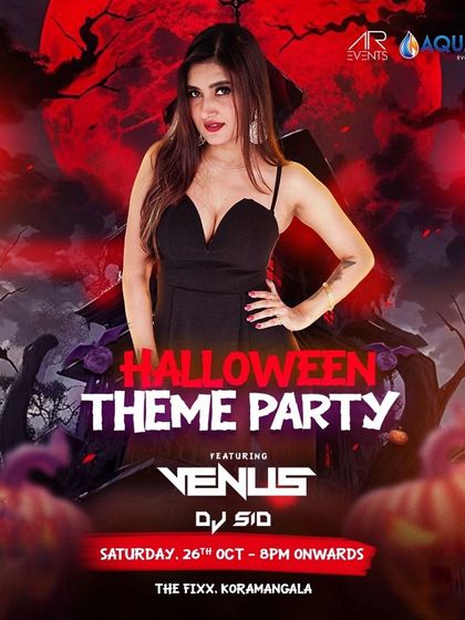 A flyer for a Halloween Theme Party where I performed alongside DJ Venus, creating a spooky and elegant night.