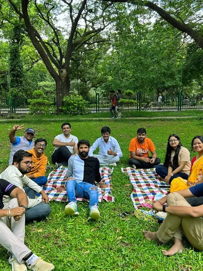 A casual meetup in Cubbon Park. We believe in building a community that extends beyond just weekend trips.