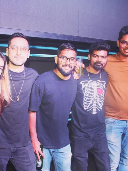 A group shot with the team and international DJs at F Superclub. Nights like these are a testament to Bangalore's amazing party scene.
