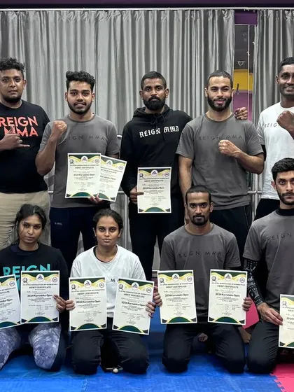 The team with their certificates after a successful Karnataka State Jiu Jitsu Championship. This was the first of many tournaments for the year, and we started strong.