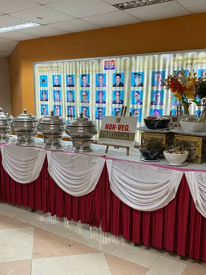 Another angle of the buffet line for the firefighters, showing the extensive menu we prepared for them.