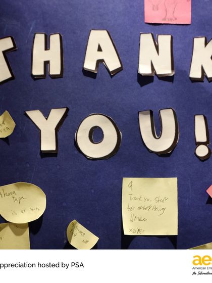 Our PSA shows its gratitude to our incredible faculty and staff with a Staff Appreciation Brunch. Over 90 parent volunteers contribute food, entertainment, and even massages to thank the people who support our children every day.