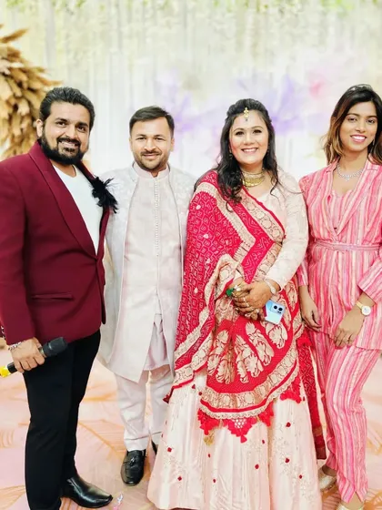 Posing with the happy couple and my co-host at their baby shower. It was a pleasure to be a part of their special day.