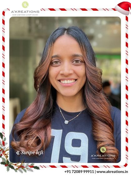 This beautiful reddish-brown ombre melts from a dark root into warm, coppery ends, creating a seamless and glowing transition.