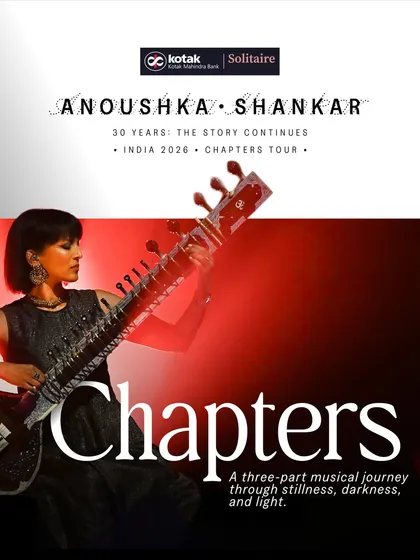 A promotional graphic for the 'Chapters' tour, describing it as a three-part musical journey.