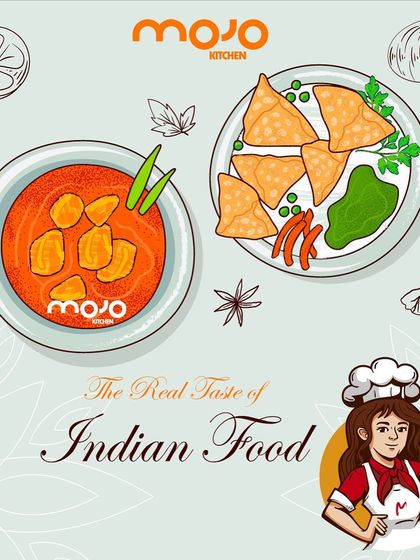 An illustration showing some of the delicious Indian food I love to cook. My goal is to always deliver that real, authentic taste.