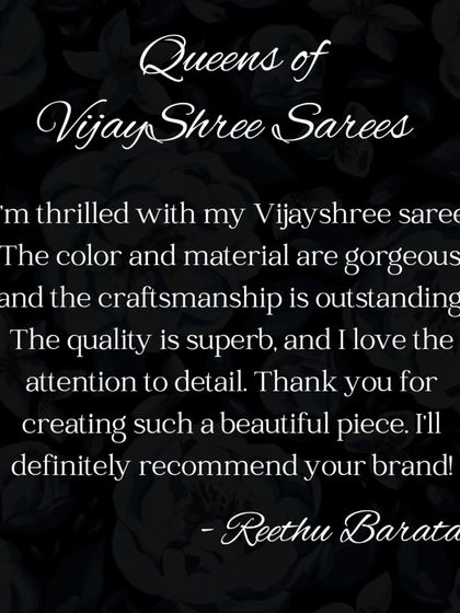 A glowing review from our happy client, Reethu. We are so glad she loved her saree and our craftsmanship.