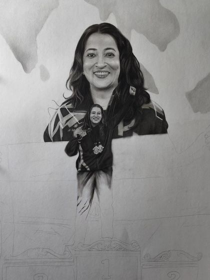 A work-in-progress shot of the powerlifter portrait.