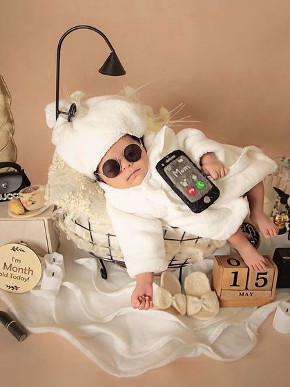 "Sorry, can't talk right now, I'm relaxing." This playful shot with a prop phone and sunglasses adds a touch of humor to the adorable spa day theme.