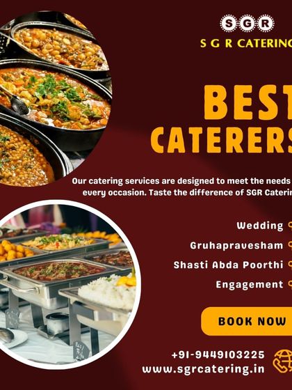 Our catering services are designed to meet the needs of every occasion, from weddings to engagements. This collage shows our extensive buffet offerings, ready to serve a crowd.