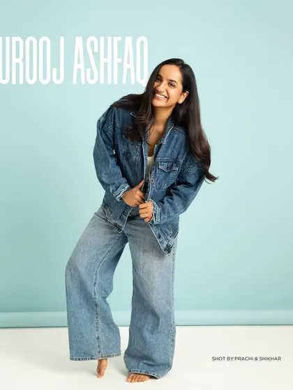 A portrait is a collaboration. This shot with comedian Urooj Ashfaq captures her natural, joyful energy against a clean, vibrant studio backdrop, perfect for an artist's portfolio.