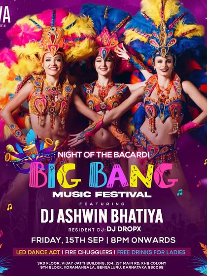A Big Bang Carnival night at Drava Lounge. This poster promises a festival-like atmosphere with LED dance acts and fire chugglers.