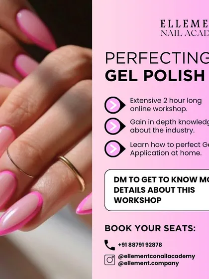 My 2-hour online workshop on perfecting gel polish gives you in-depth knowledge of the industry and techniques you can practice at home. Book your seat to become a gel polish pro.