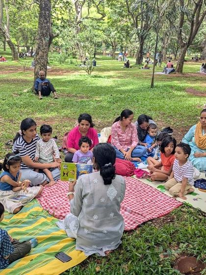 A wonderful collection of photos from our 'Belonging' session, featuring 'Giraffes Can't Dance'. You can see the children's expressive faces as they connect with Gerald the giraffe's journey.